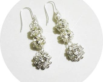 Pendientes de diamantes de imitación, pendientes de novia, pendientes elegantes, pendientes brillantes, joyas de boda, pendientes de diamantes de imitación elegantes, pendientes con brillo