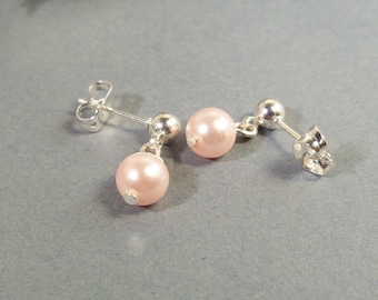 Meisjes Oorbellen, Roze Parel, Roze Oorbellen, Parel Oorbellen, Kids Oorbellen, Peuter Oorbellen, Bloem Meisje Oorbellen, Kids Sieraden