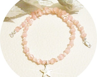 Pink Necklace with Star, Toddler Jewelry, Pink Girl Necklace, Star Necklace, Girls Jewelry, Birthday Gift
