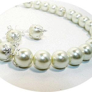 Ivoor Pearl Necklace and Earrings, grote parel sieraden Set, bruids parels. Bruiloft sieraden, bruids toebehoren, Choker ketting, bruid