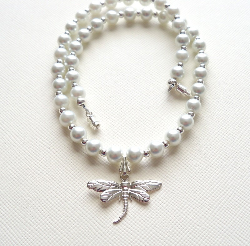 Dragonfly pearl cheap necklace
