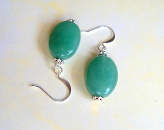 Natural Green Adventurine Drop Earrings, St Patricks Day, Green Earrings, Green Dangle Earrings, Adventurine Earrings