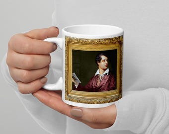 Lord Byron Writing White glossy mug