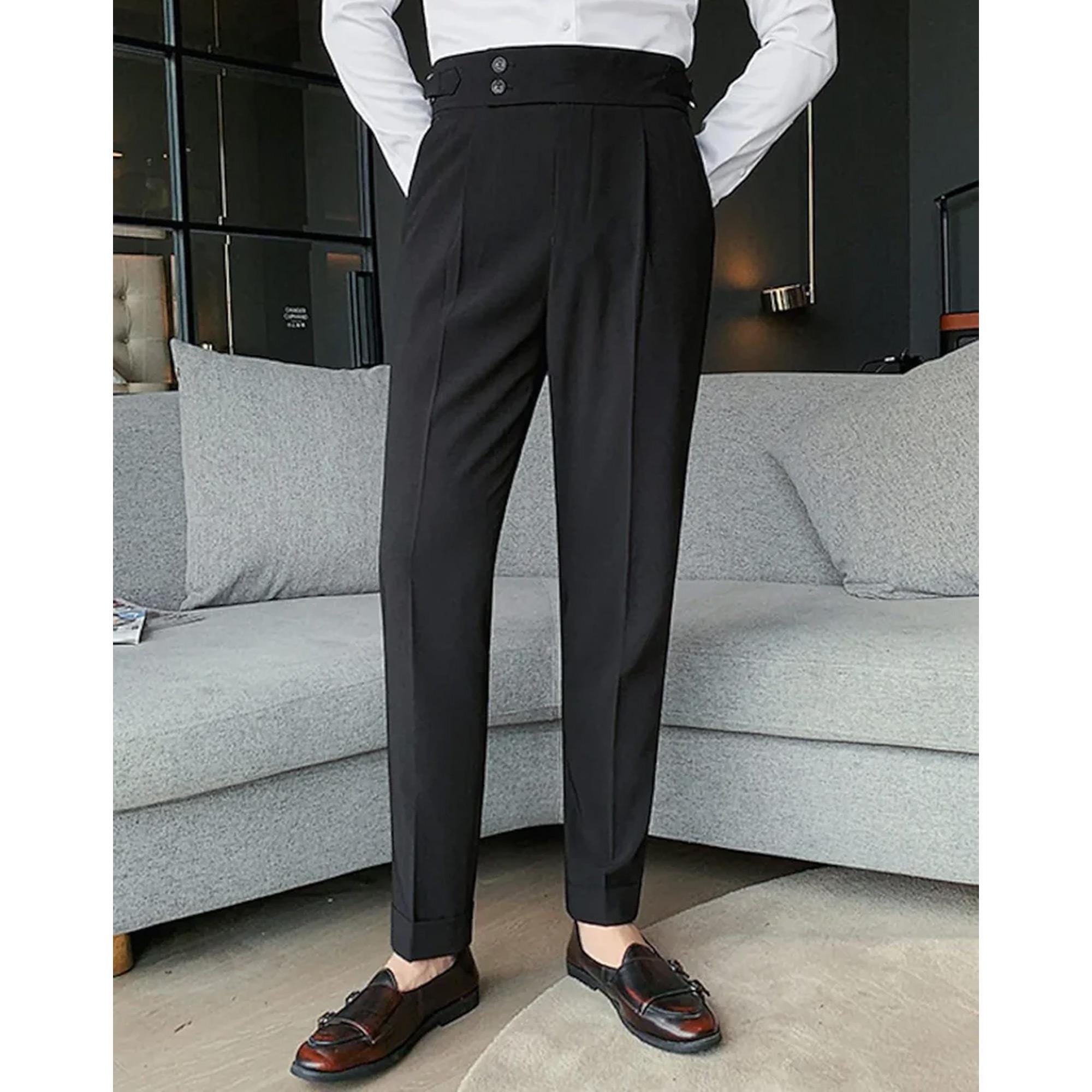 Pantaloni Chino Uomo In Cotone 100% – Modello Gurkha Retrò Con Vita Regolabile, Gamba Dritta, Tasche, Per L'Estate 2025 (Taglie S-2XL) - 6