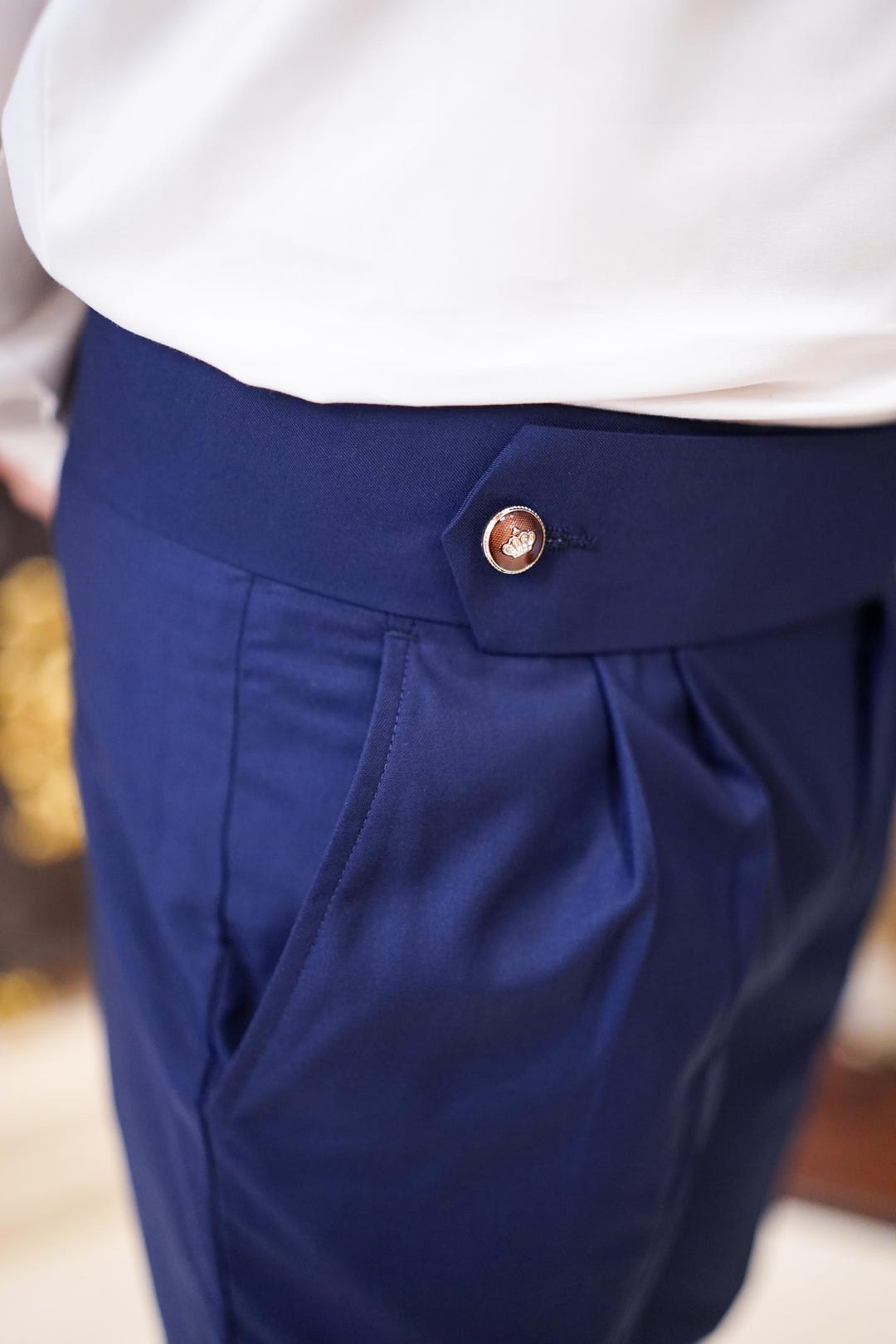 Luxury High-Waist Gurkha Pants in Purple – Pleated Mens Trousers