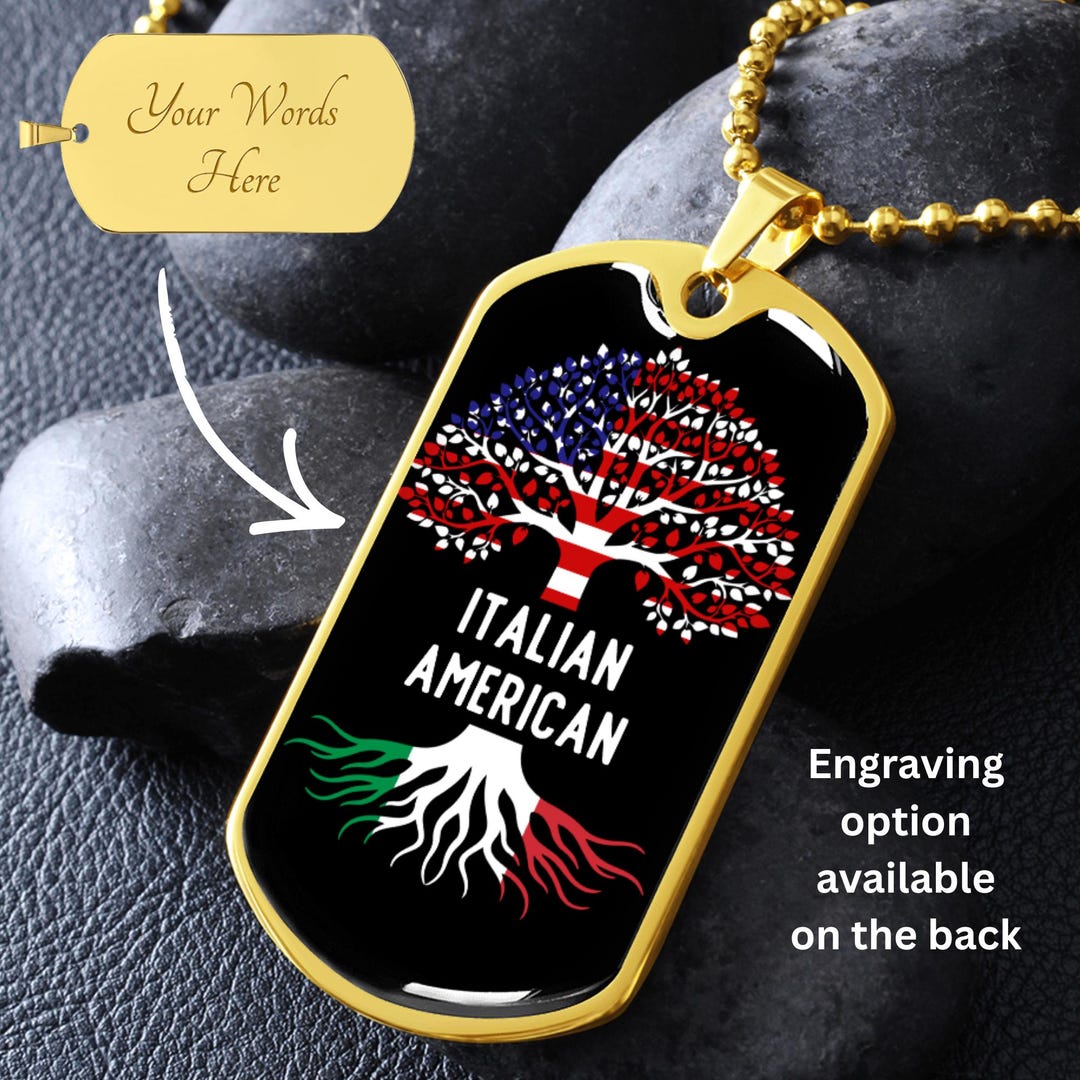 Italian American Engraved Military Tag Necklace Surgical Steel With ...
