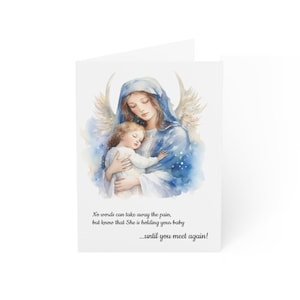 Regalo per aborto spontaneo, biglietto di condoglianze per perdita di gravidanza, regalo commemorativo per un bambino nato morto, preghiera cattolica per i bambini non ancora nati, mamma in lutto, Maria dà speranza