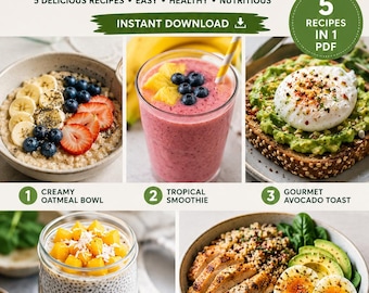 5 recetas de desayunos saludables / Libro de cocina digital en PDF