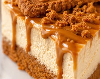 Receta de tarta de queso Biscoff en PDF / Tarjeta imprimible de tarta de queso sin hornear / Descarga digital
