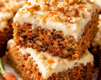 Receta de barritas de pastel de zanahoria en PDF / Capa de queso crema / Postre casero fácil