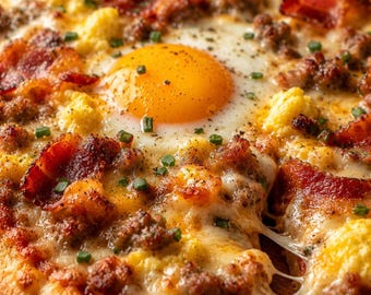Receta de pizza para el desayuno / Brunch familiar, comida matutina (descarga digital)