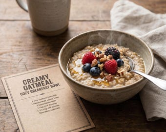 Ricetta per una cremosa e accogliente ciotola di avena per la colazione (PDF)