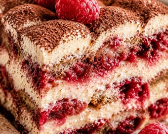 Receta de tiramisú de frambuesa / Postre fácil sin horno - Descargar