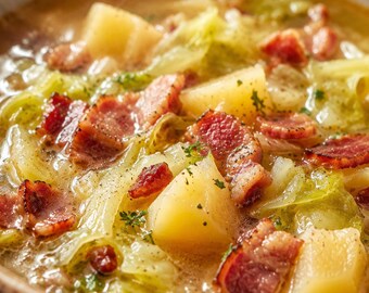 Receta de sopa irlandesa de repollo, papa y tocino / Comida reconfortante y sustanciosa (Descarga digital)