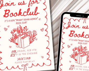 Girly Bow Invitation: Book Club, Galentine's, Birthday (Editable Template)