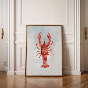 Lobster Digital Wall Art, Kitchen Print, Trendy Home Decor Print, Instant Download, Food Poster, Crab Omar Canva, Printable Decor, PDF
