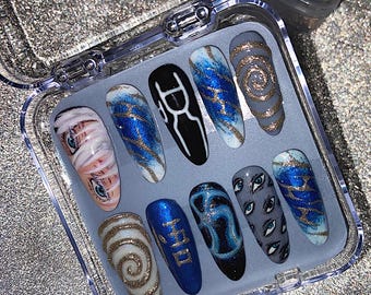 Gojo Satoru Inspired Press on Nails Anime Blue Custom JJK Jujutsu Kaisen