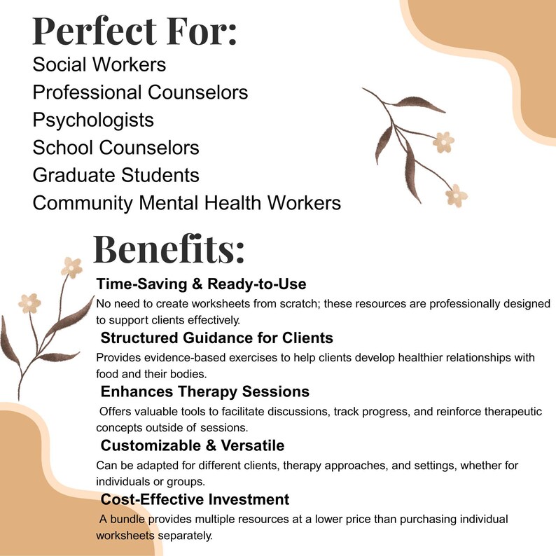 CBT Body Image and Eating Disorder Treatment Worksheet Bundle - Etsy