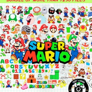 Super Mario SVG Bundle for Cricut and Sublimation, Mario Clipart, Super Mario Font, Mario Cut Files, Mario PNG.