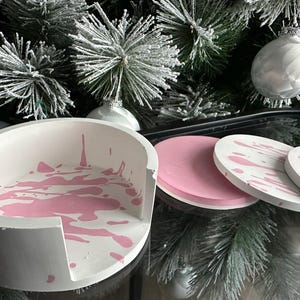 decorative coasters white pink