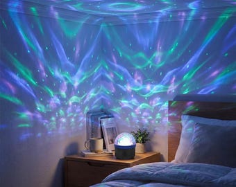 Water Ripple Projector Lamp – Relaxing Night Light for Bedroom - LED Projector Lamp - Cozy Gift for Couples & Home Decor