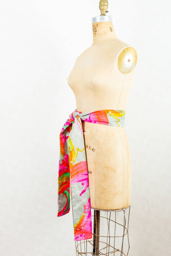 Vintage 70s Colorful Psychedelic Watercolor Sash,… - image 6