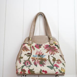 Vintage Carpet Bag Floral Purse Handbag, Romantic Cottagecore Tapestry Tote, Boho Granny Core Shoulder Bag