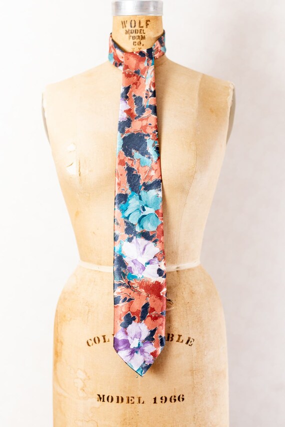 Vintage 80s 90s Men's Silk Ties KETCH, Retro Flor… - image 5