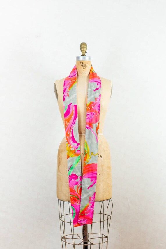 Vintage 70s Colorful Psychedelic Watercolor Sash,… - image 8