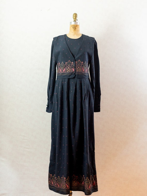 Vintage 90s Black Rayon Witchy Grunge Cottagecore 