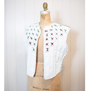 Vintage Handmade Cotton Quilted Vest S/M, Boho Hippie Reversible Patchwork Waistcoat, Colorful Festival Artsy