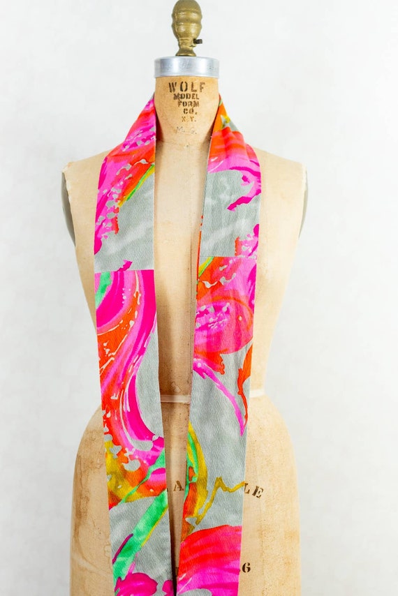 Vintage 70s Colorful Psychedelic Watercolor Sash,… - image 9