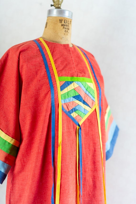 Vintage 70s Amazing Festival Caftan, Bright Orang… - image 6