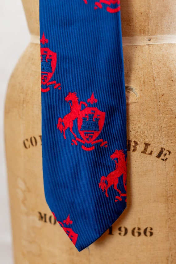 Vintage 70s Blue Chip Necktie, Red And Blue Horse… - image 7