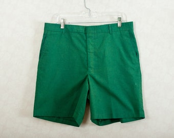 Short de golf rétro vert Knightsbridge pour hommes des années 80, devant plat, poches, 36"