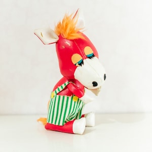 Peluche vintage des années 50 et 60, âne triste en salopette, Japon, décoration kitsch kitsch