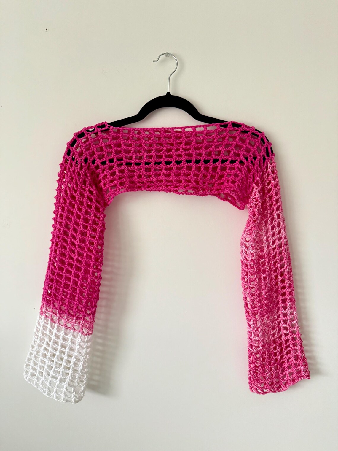 Pink Cotton Crochet Shrug Etsy