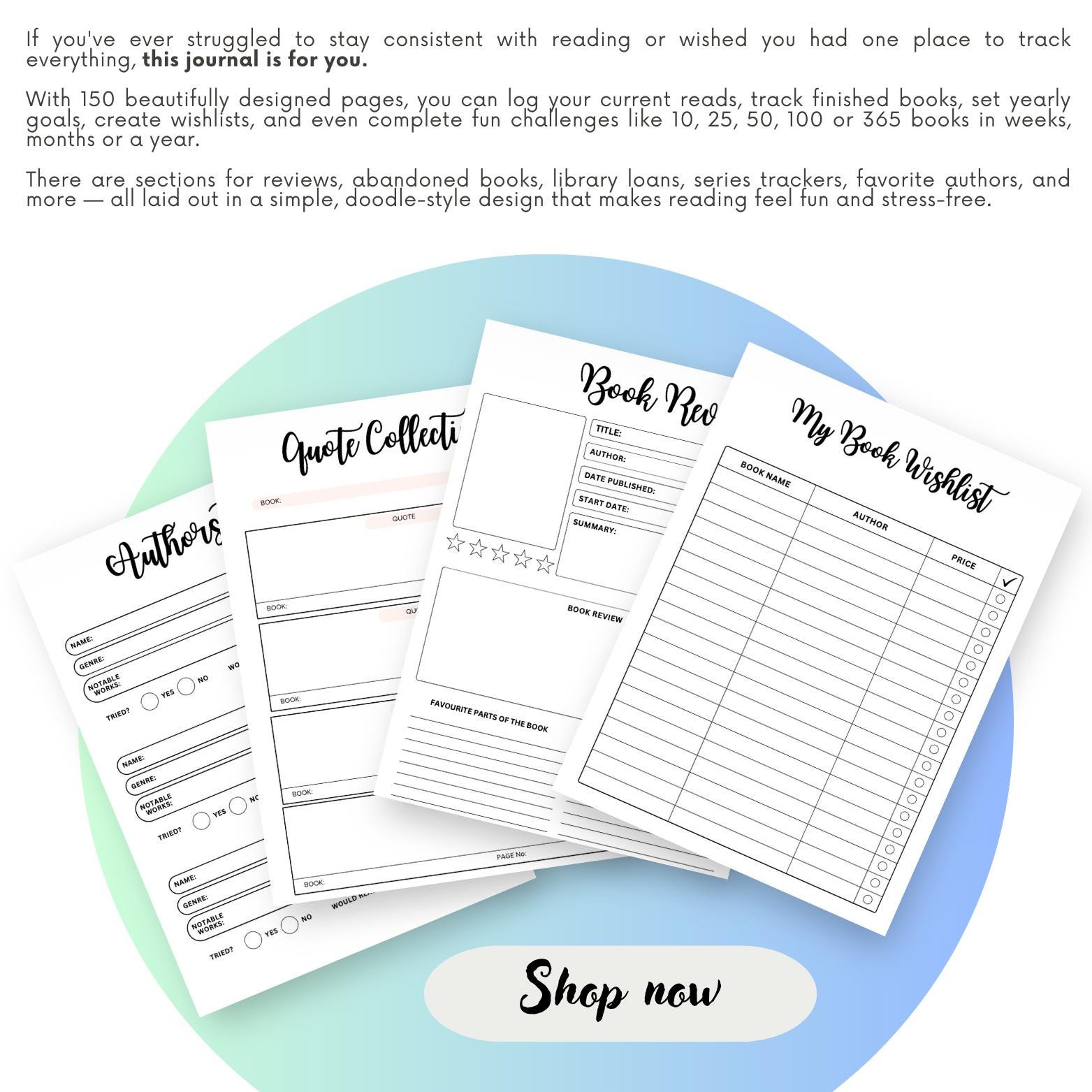 Reading Book Planner – Digital Printable Monthly Yearly Editable Canva ...