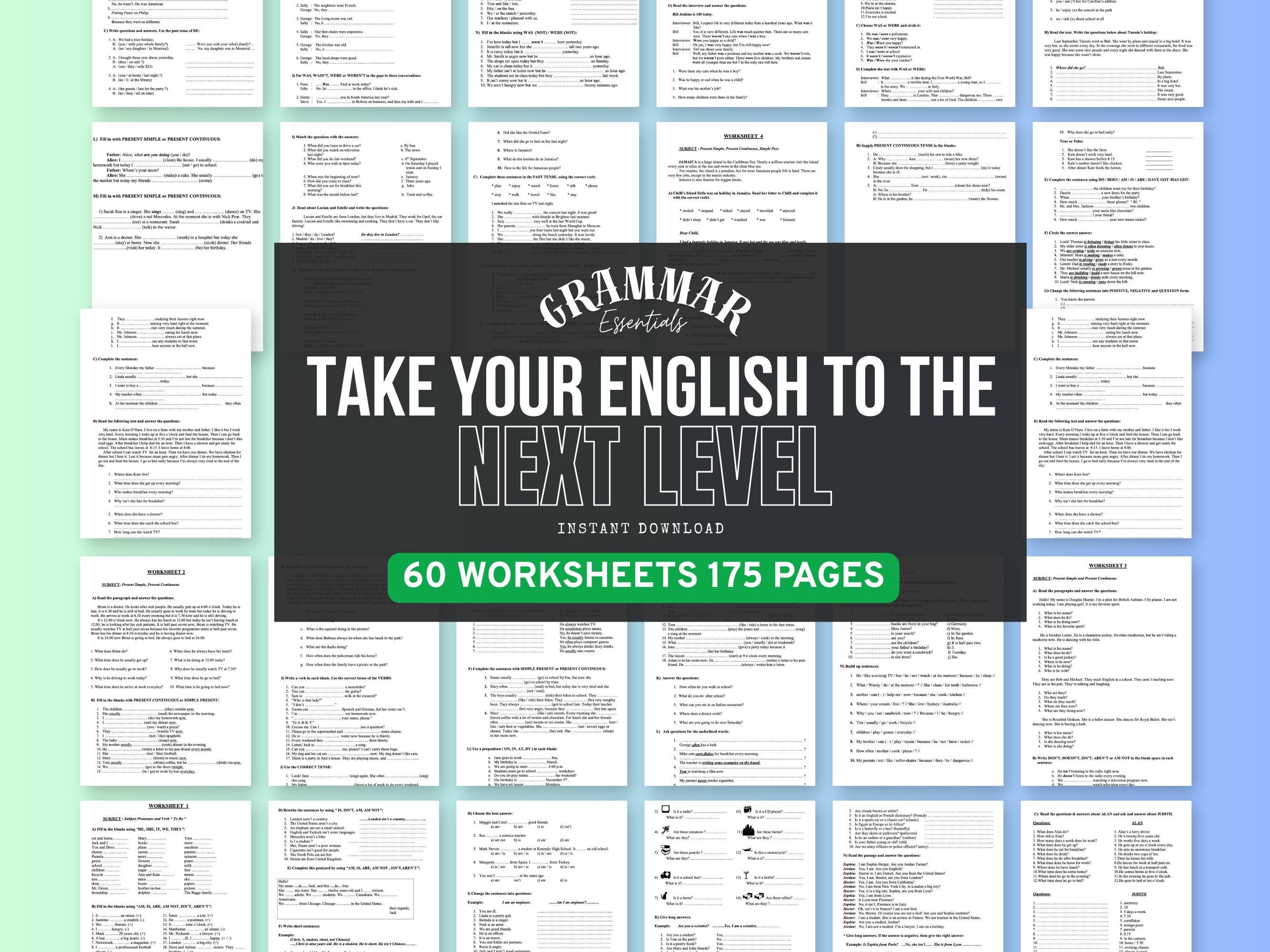 Digital Printable Worksheets – English Grammar Homeschool Teacher