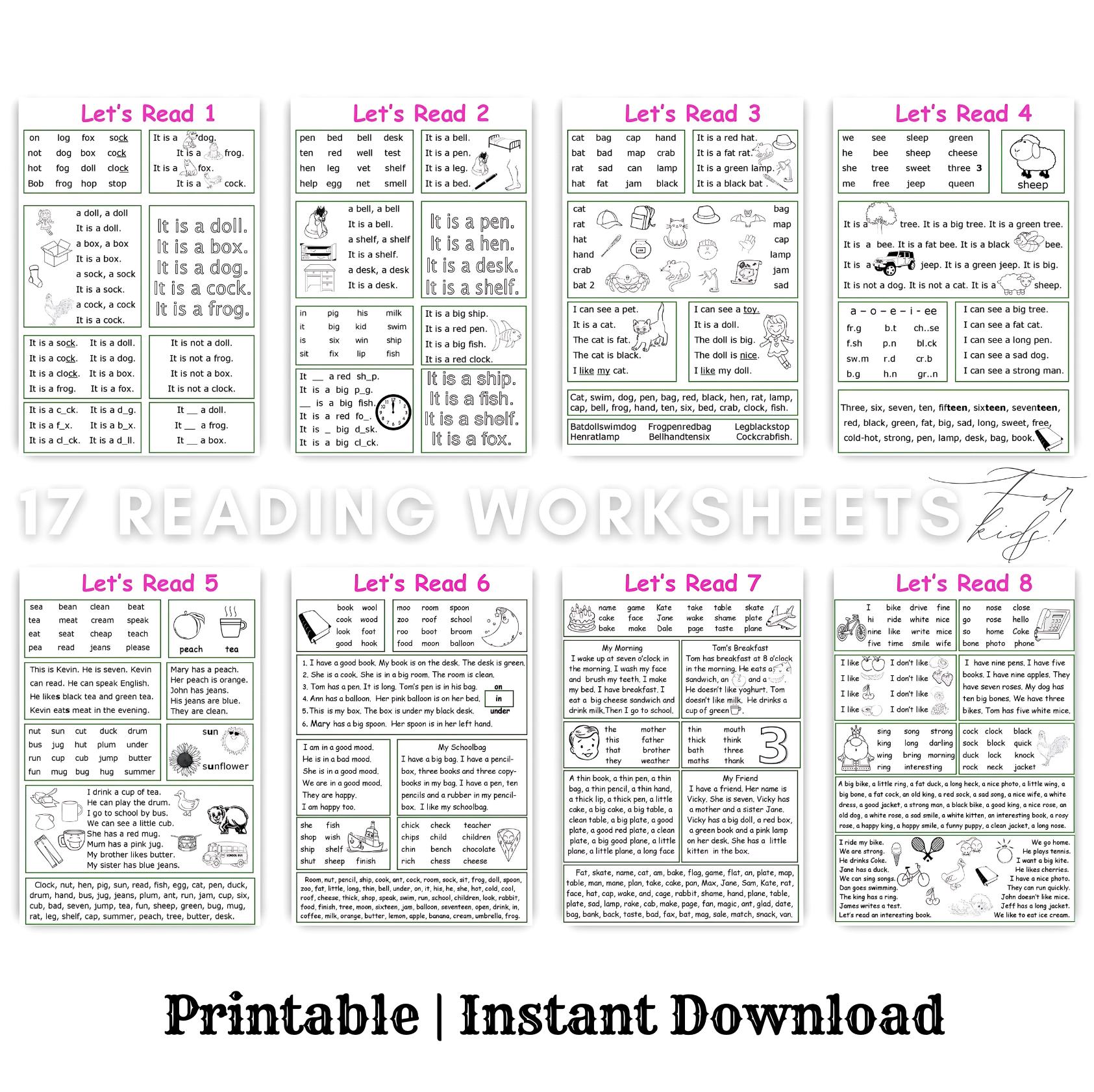 17 Fun English Reading Worksheets for Kids | Printable Products ...
