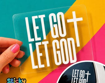 Let Go Let God Christian Car Decal, Cross Window Sticker, Inspirational Faith Vinyl Design