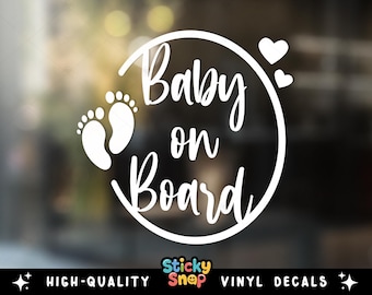 Baby on Board Vinyl Decal, Cute Baby Car Bumper Sticker, Vinyl Sticker, New Mom Car Decal Gift, New Parents Window Decal, Newborn Baby Decal