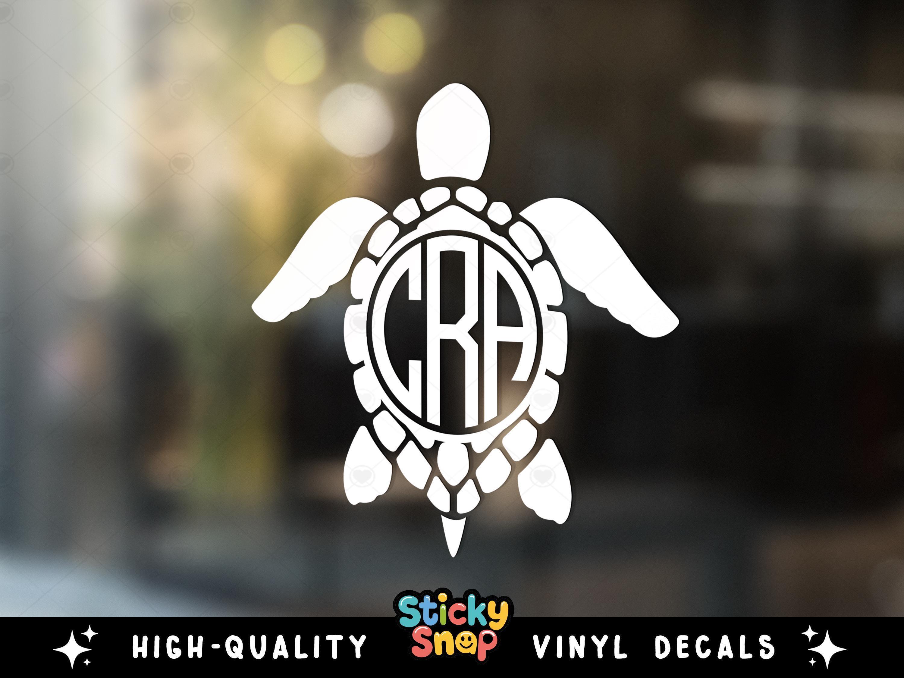 Turtle Initial Monogram Turtle Monogram Car Decal, Cute Car Decal, Turtle Monogram Sticker ...