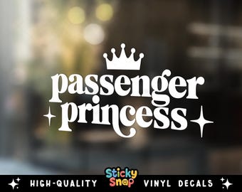 passagier Prinzessin Vinyl Aufkleber, niedlicher Autofensteraufkleber, lustiger Autoaufkleber für sie, Autoaufkleber, Mamaleben Aufkleber, Prinzessin Vinyl Aufkleber