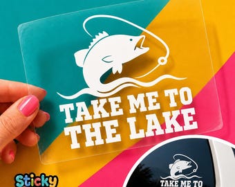 Take Me to the Lake Fishing Decal, Bass Fish Car Window Sticker, Lake Life Angler Gift