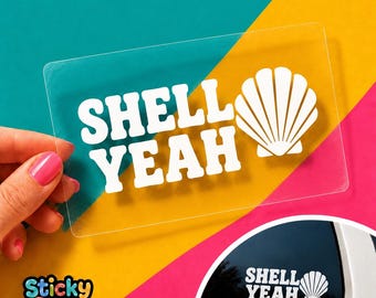 Shell Yeah Vinyl Car Decal, Funny Seashell Window Sticker, Beach Lover and Coastal Vacation Gift