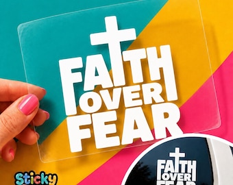 Faith Over Fear Christian Car Decal, Cross Window Sticker, Inspirational Religious Vinyl Design