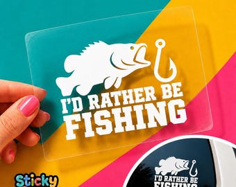 I’d Rather Be Fishing Decal, Funny Bass Fisherman Car Window Sticker, Angler Gift