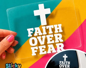 Faith Over Fear Christian Decal, Cross Car Window Sticker, Inspirational Religious Gift