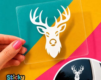 Deer Head Vinyl Decal, Whitetail Buck Antler Car Window Sticker, Hunting Gift for Outdoorsman